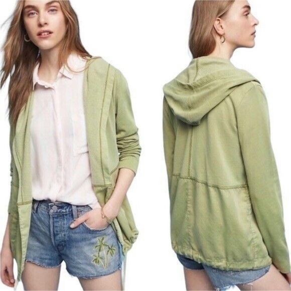 Anthropologie Postmark Green Hooded Jacket - Picture 1 of 4